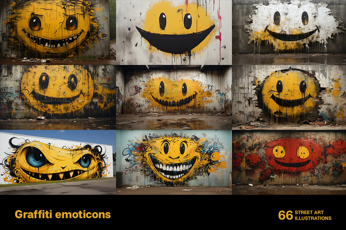 Graffiti emoticons. 66 images, a Decorative Illustration by Handmadefont (Photo 8 of 13)