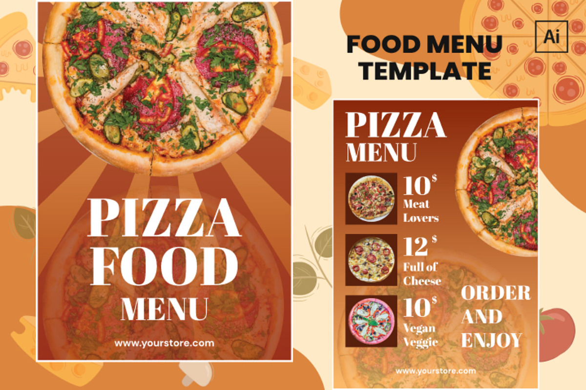 Pizza Menu Design Template, a Brochure Template by Jogiia Digital