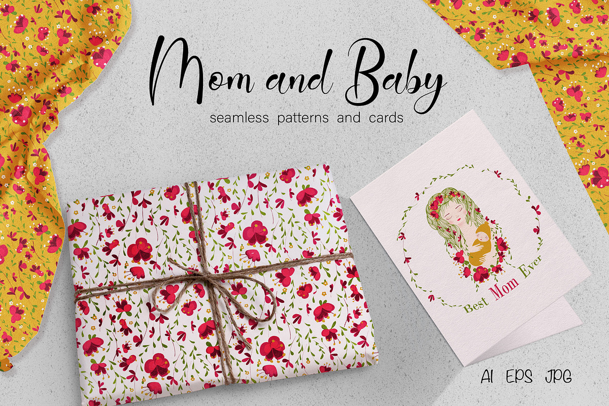 Mom and baby with Flowers, a Card Template by Lidiebug (Photo 1 of 3)
