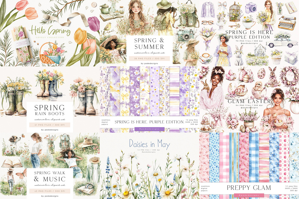 Spring & Easter Bundle, a Seasonal Illustration by PeDe Designs (Photo 5 of 13)