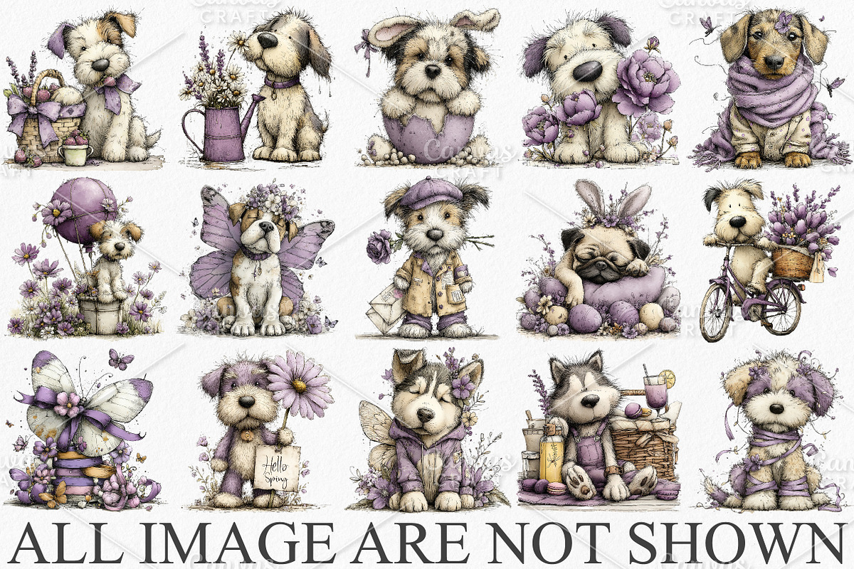 Whimsical Spring Dogs Clipart Bundle, an Illustration by Canvas Craft (Photo 3 of 7)