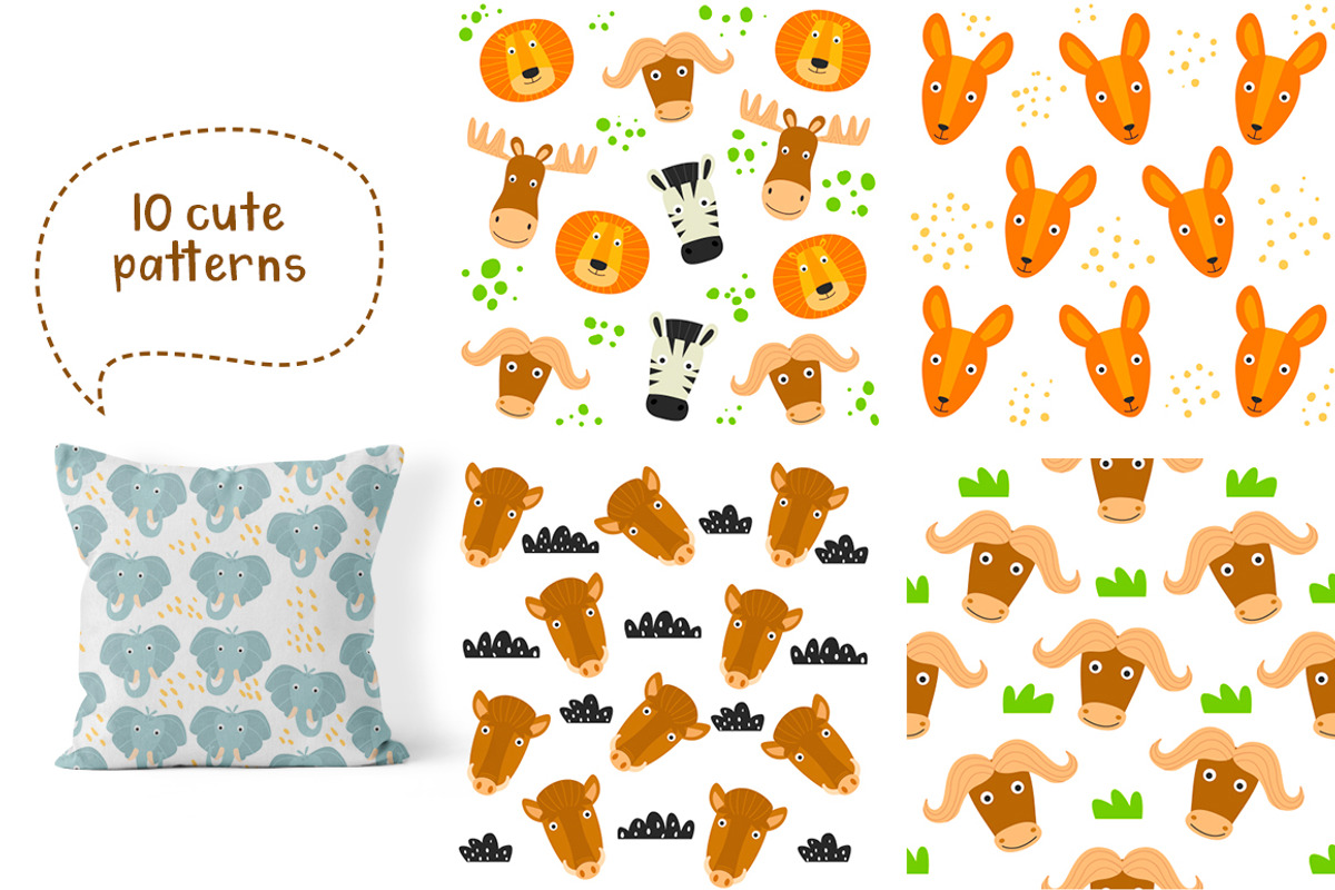 Cute animals of Africa. Vector set, an Animal Illustration by Sumacj (Photo 8 of 8)