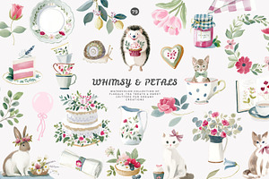 whimsical tea party clipart set, a Decorative Illustration by Patishop Art