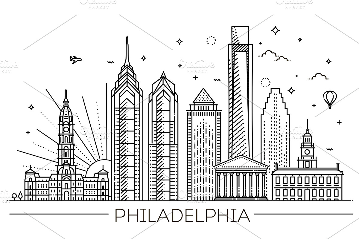 Philadelphia. Pennsylvania USA, an Outline Icon by Tettygreen (Photo 1 of 2)