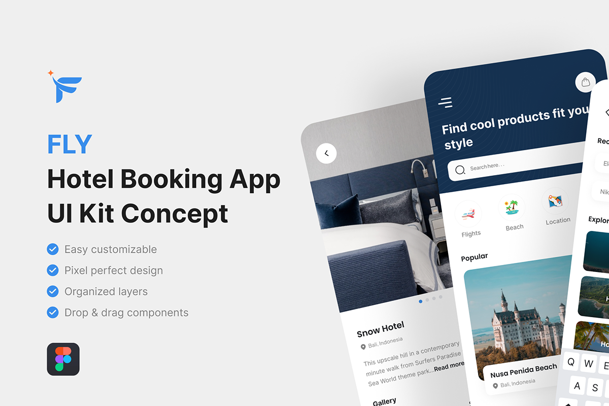 FLY_Hotel Booking App UI Kit, an UI Kit Template by iDoodle Studio
