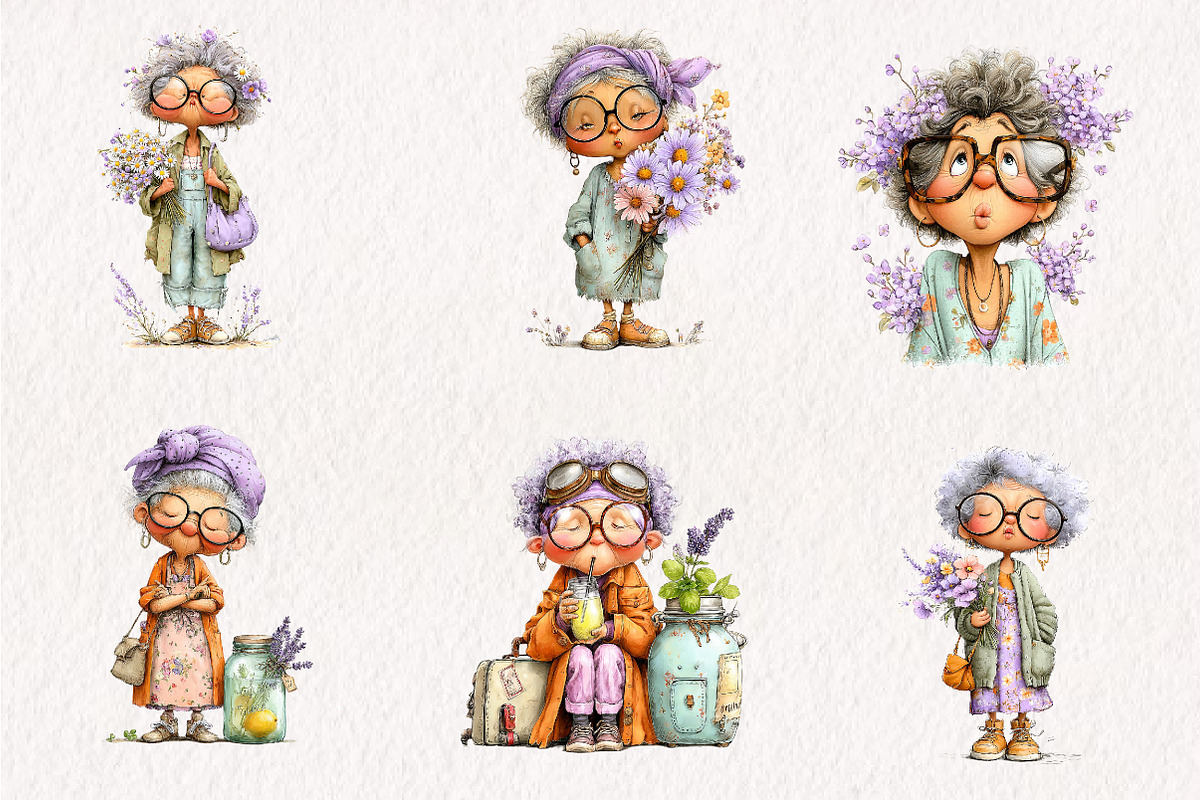 Summer Funny Grandma Clipart, an Illustration by CreationArt (Photo 6 of 7)
