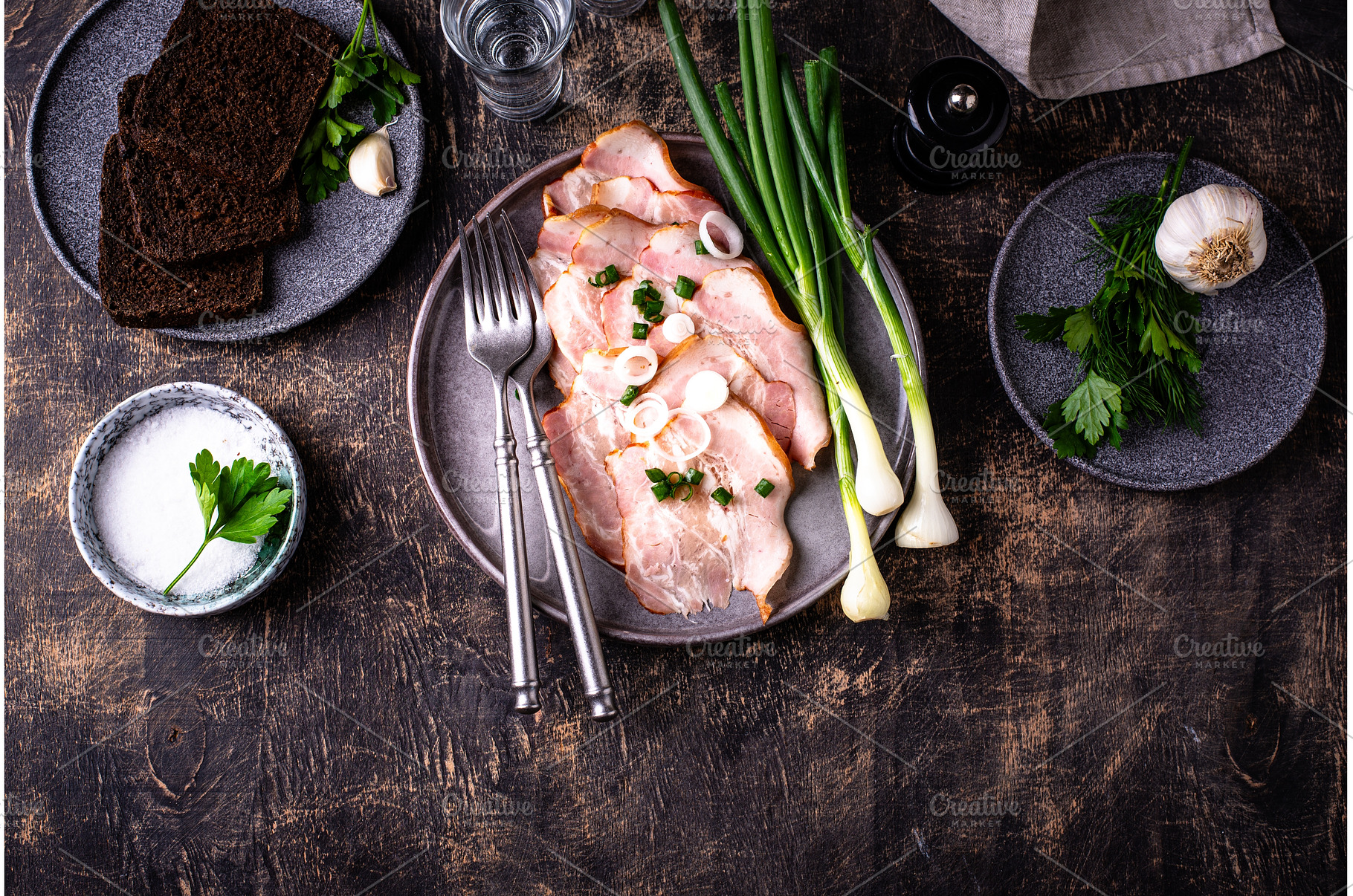 Sliced boiled smoked pork or ham, a Food & Drink Photo by Yulia Furman
