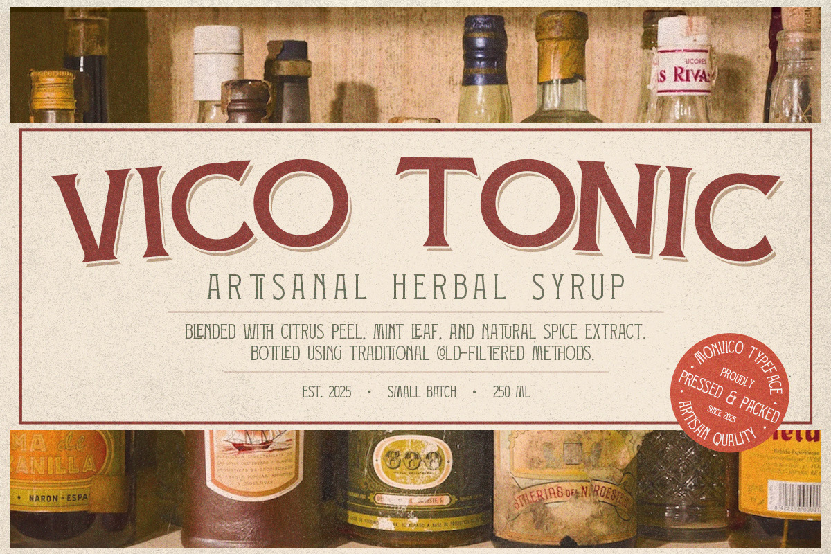 Monvico - Label Display Font, a Serif Font by Letterhend Studio (Photo 4 of 10)