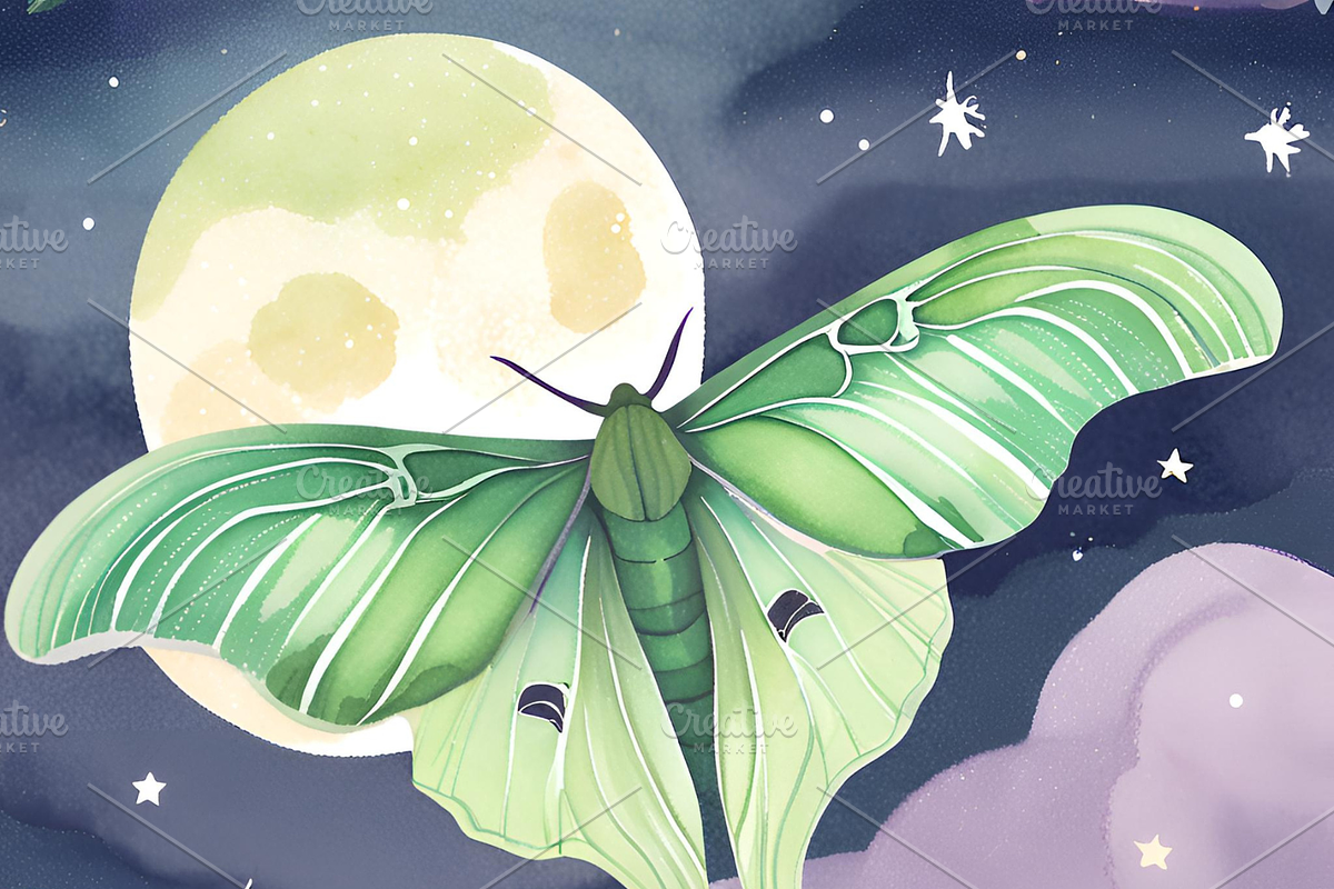 Luna Moon Moth, a Decorative Illustration by Karliefie (Photo 5 of 5)