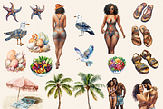 BEACH SUMMER GIRL ROMANCE CLIPART, a Person Illustration by Daring Digies (Thumbnail 3 of 8)