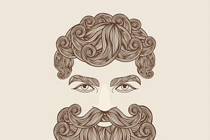 Hand Drawn Mustache Beard