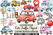 Cute Traffic Watercolor Clipart, an Illustration by Craft Nest (Thumbnail 1 of 4)