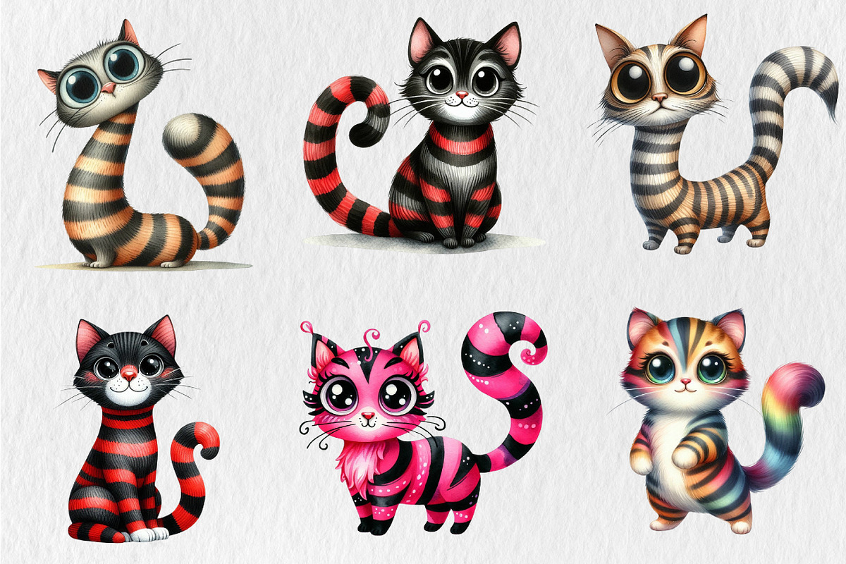 Quirky Cat Clipart Bundle, an Animal Illustration by Rose Art (Photo 3 of 4)