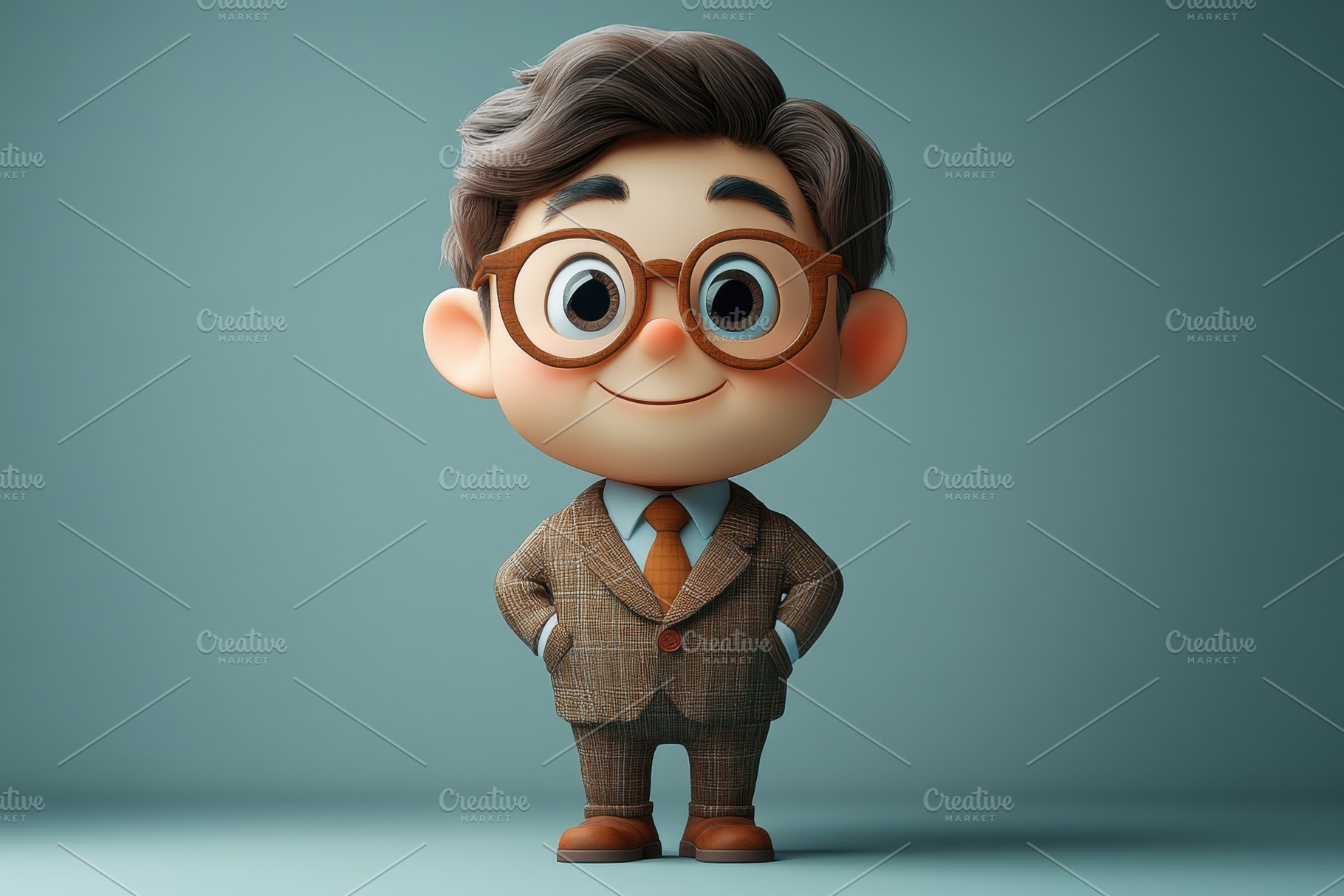 Cartoon character wearing a suit and, a Photo by Tanuart