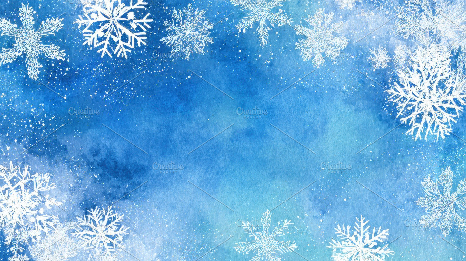 Snowflakes fall on a blue background, a Photo by Pavel_design