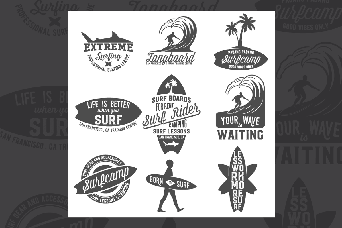 Set of vintage surfing badges, a Branding & Logo Template by Alex_Ivanov