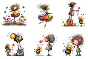 Quirky Bee and girl Clipart, an Illustration by CreationArt (Thumbnail 2 of 5)
