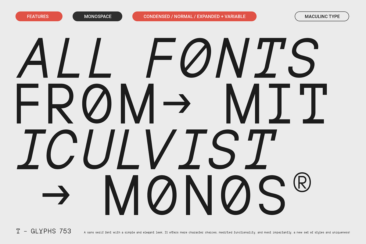 MIT Iculvist Monos | Variable, a Sans Serif Font by Maculinc Type (Photo 1 of 12)
