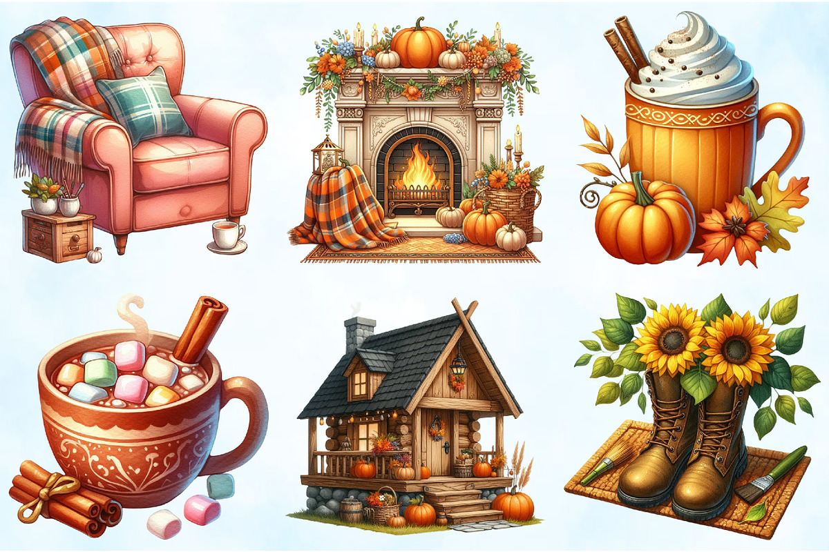 Cozy Autumn Watercolor Clipart, an Illustration by Craft Nest (Photo 4 of 5)