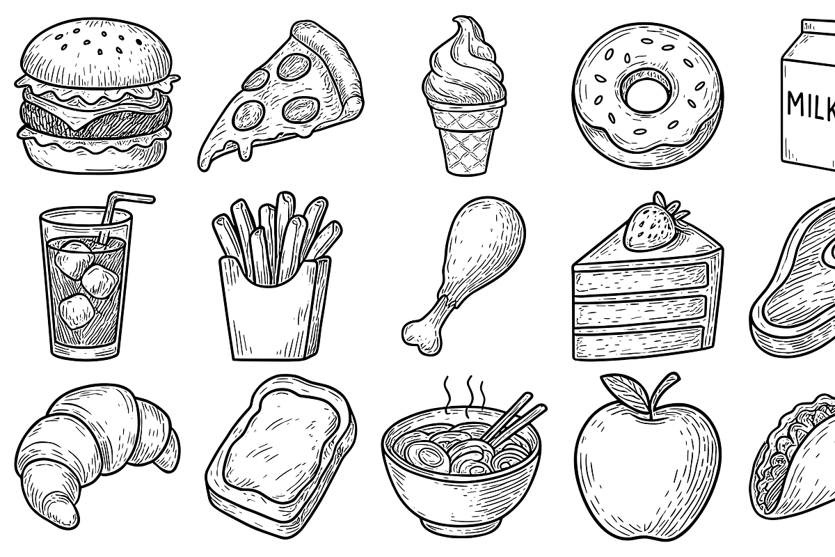 Delicious Food Icons, an Object Graphic by nikagraphic
