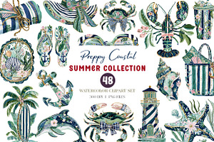 Preppy Coastal Clipart Png, a Seasonal Illustration by CreationArt
