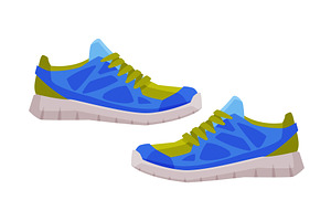 Pair of Blue Athletic Shoes, a Sport Illustration by TopVectors