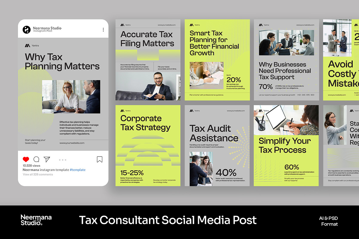 Gray Tax Consultant Instagram Post, a Social Media Template by Neermana (Photo 1 of 4)