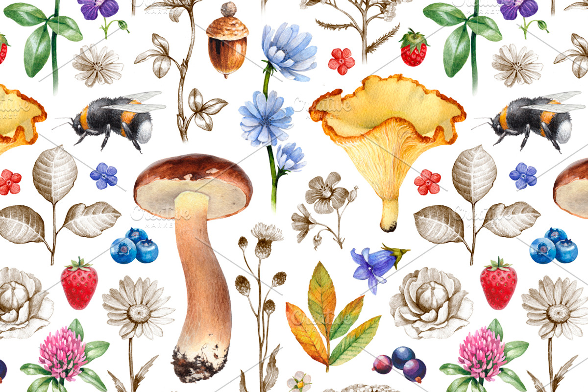 Summer nature illustrations kit, a Texture Illustration by Sundra (Photo 4 of 7)