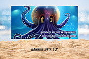Custom art, Octopus birthday bundle, an Invitation Template by Boho Pixel Dust (Thumbnail 4 of 5)