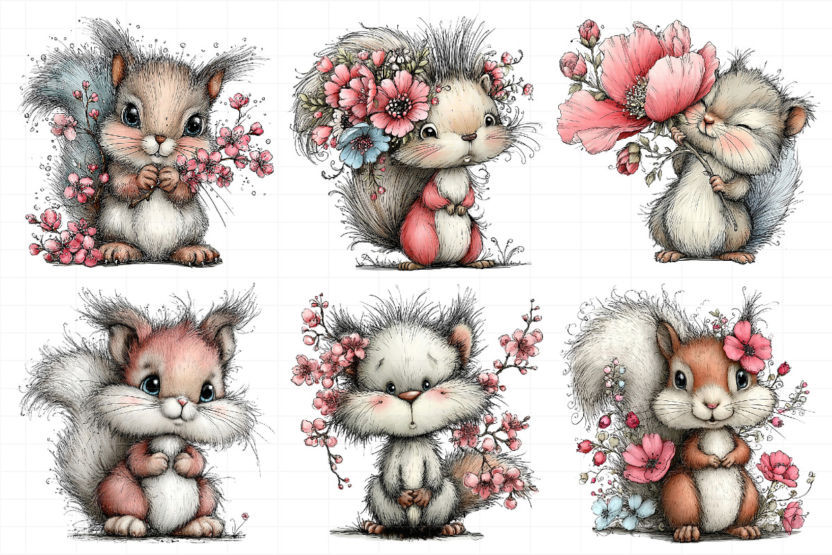 Watercolor Spring Squirrel Clipart, an Illustration by Daily.Designs (Photo 7 of 8)