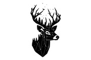 Deer Antler Silhouette Bundle, an Object Illustration by yasushie (Thumbnail 27 of 31)