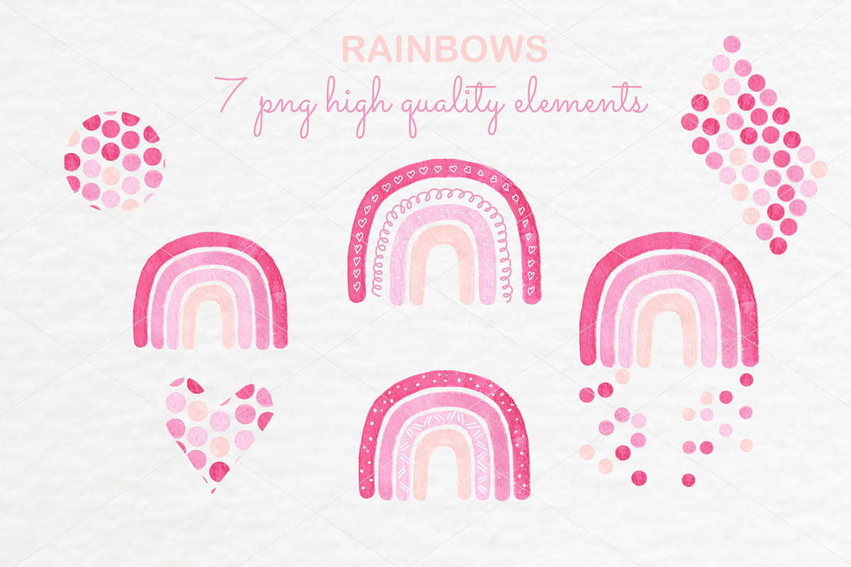 Watercolor rainbow clipart patterns, a Pattern Graphic by Jermolina Mockups (Photo 2 of 8)