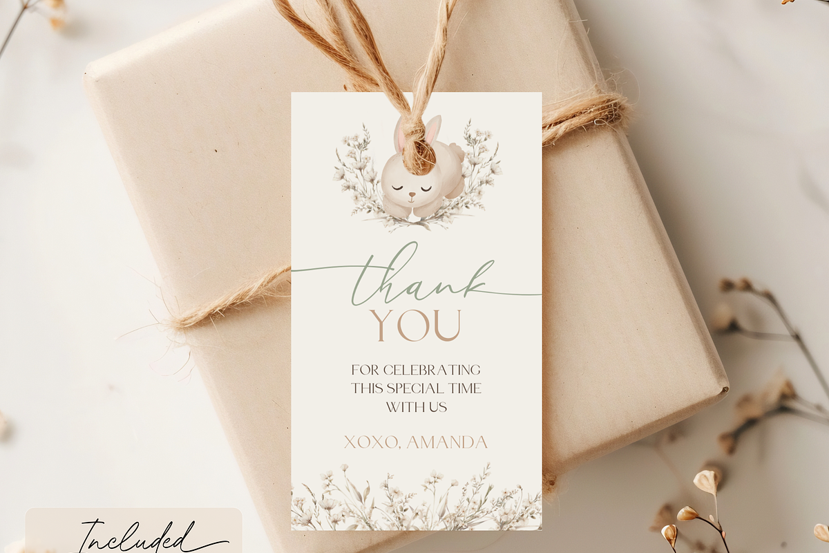 Rabbit 1st Birthday Thank You Tag, an Invitation Template by Digital_Mind (Photo 2 of 7)