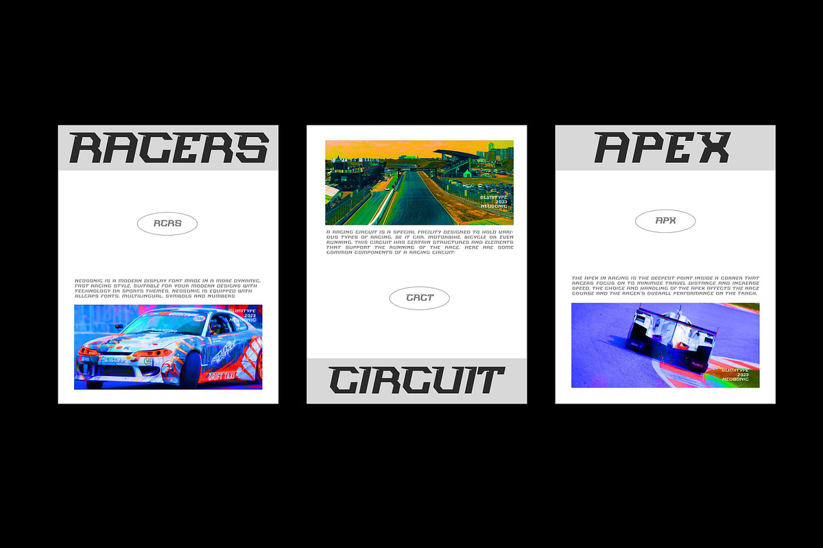 Neosonic - Futuristic Font, a Sans Serif Font by limitype (Photo 6 of 10)