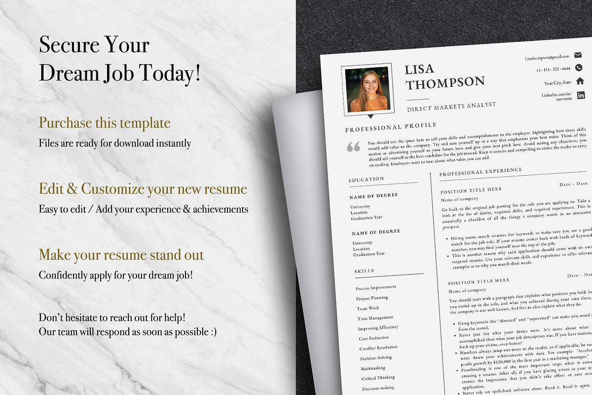 Minimal Resume Template Pack | Canva, a Resume Template by Lux Resume (Photo 9 of 9)