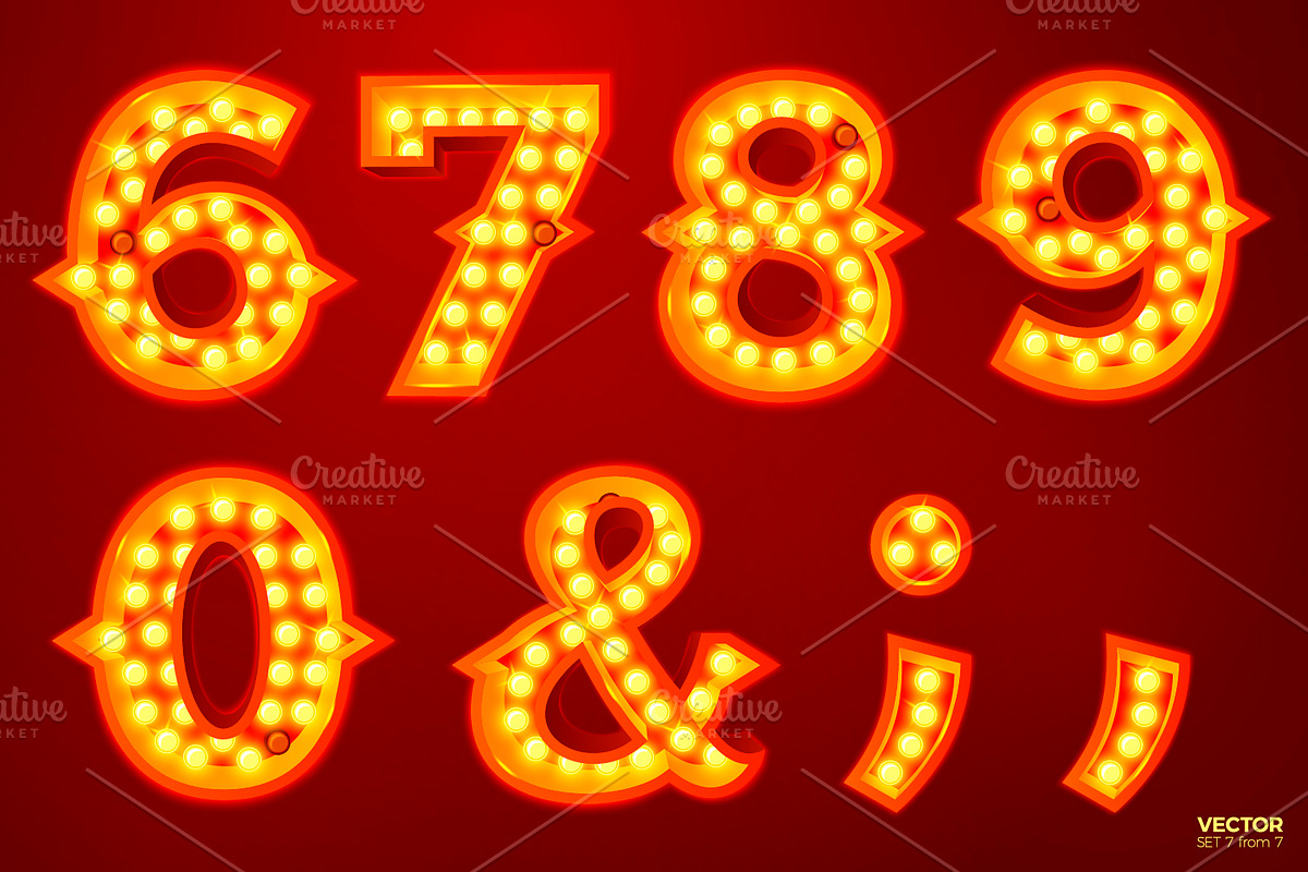 Vector Retro style light letters, a Decorative Illustration by Tashal (Photo 9 of 15)