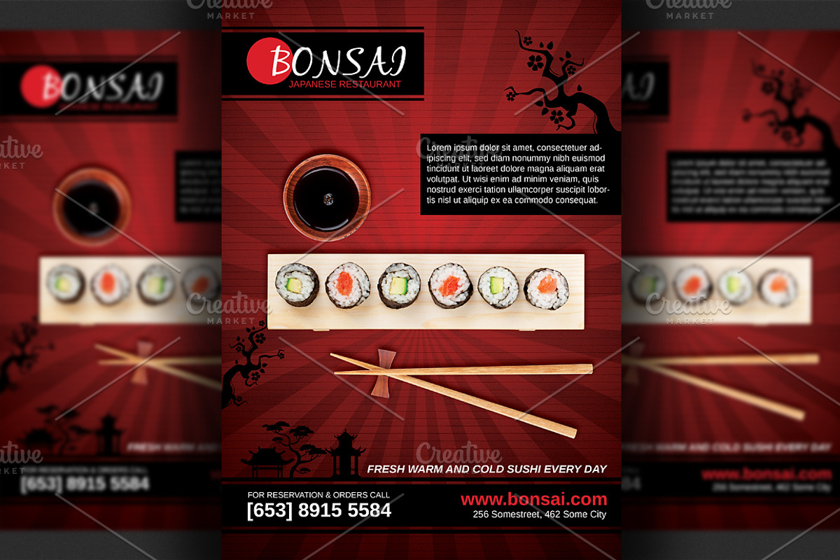 Japanese Restaurant Flyer template, a Flyer Template by Hotpin