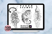 100 procreate tiger stamps, a Brush Add-On by Arts For Peace (Thumbnail 5 of 8)