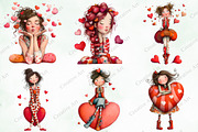 Valentine Quirky Girl Clipart Bundle, an Illustration by Creative Art (Thumbnail 2 of 10)