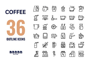 36 Coffee Outline Icons