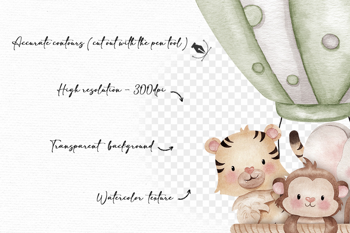 Safari Hot Air Balloon Clipart, an Illustration by Gau Silva Studio (Photo 3 of 6)