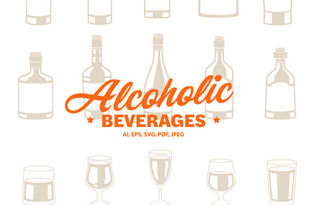 Alcoholic Beverages Vector.
