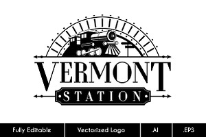 Retro Train Logo Illustration