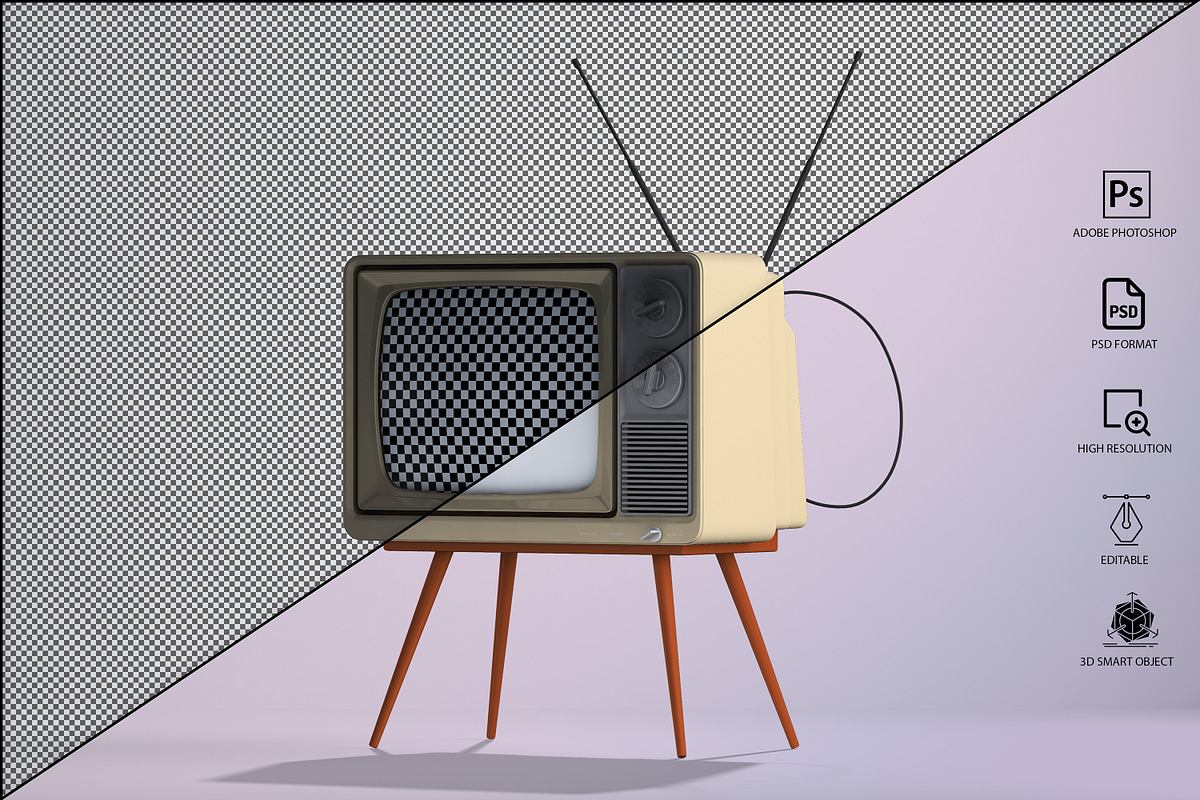 Retro Tv Mockup Pack, a Household Mockup by GraphicVil (Photo 11 of 23)
