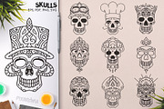 100 Decorative Vector Skulls, a Decorative Illustration by pixaroma (Thumbnail 14 of 37)