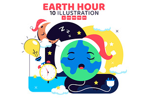 10 Happy Earth Hour Day Illustration, a Person Illustration by denayunebgt