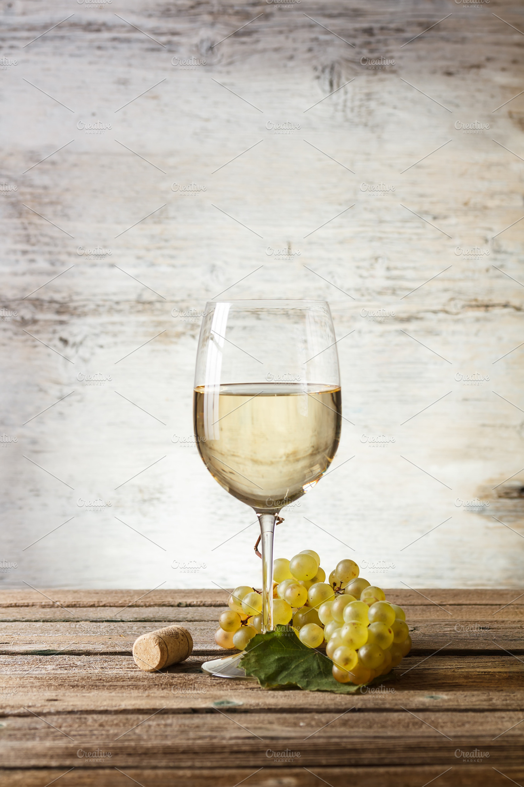 Wineglass With White Wine Featuring Wine Glass And White