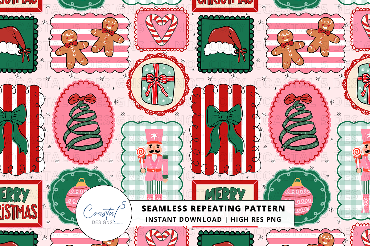 Christmas Frames Seamless Pattern, a Pattern Graphic by Coastal 5 Designs (Photo 1 of 3)