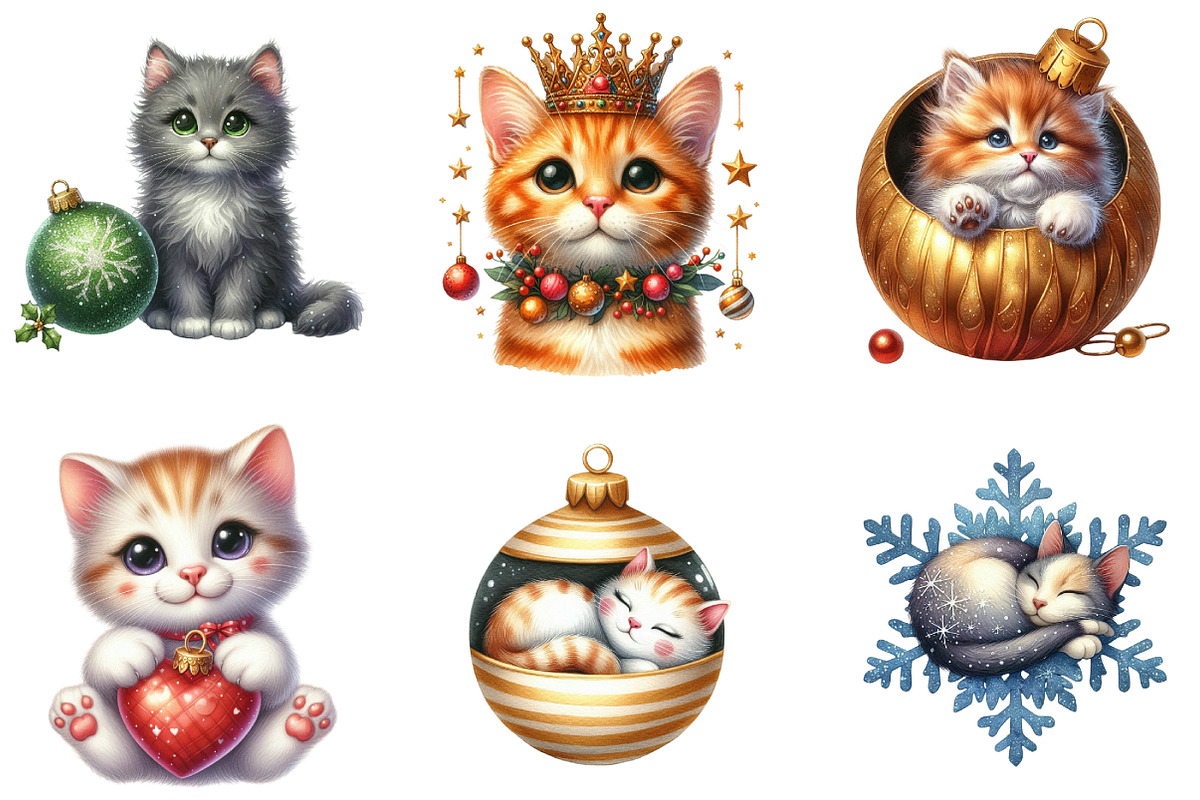 Christmas Ornament and Cat Clipart, an Illustration by DreamArtGraphic (Photo 4 of 5)