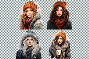 Watercolor Winter Girl Cliparts, a Person Illustration by Mash Mash Stickers (Thumbnail 8 of 9)